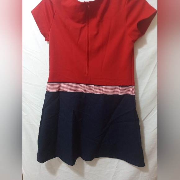 Girls red and navy Bonnie jean size 14 dress with striped bow. - Picture 3 of 7